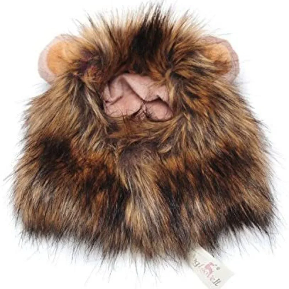New Furry Lion Mane, Lion Wig for Cats with Ears